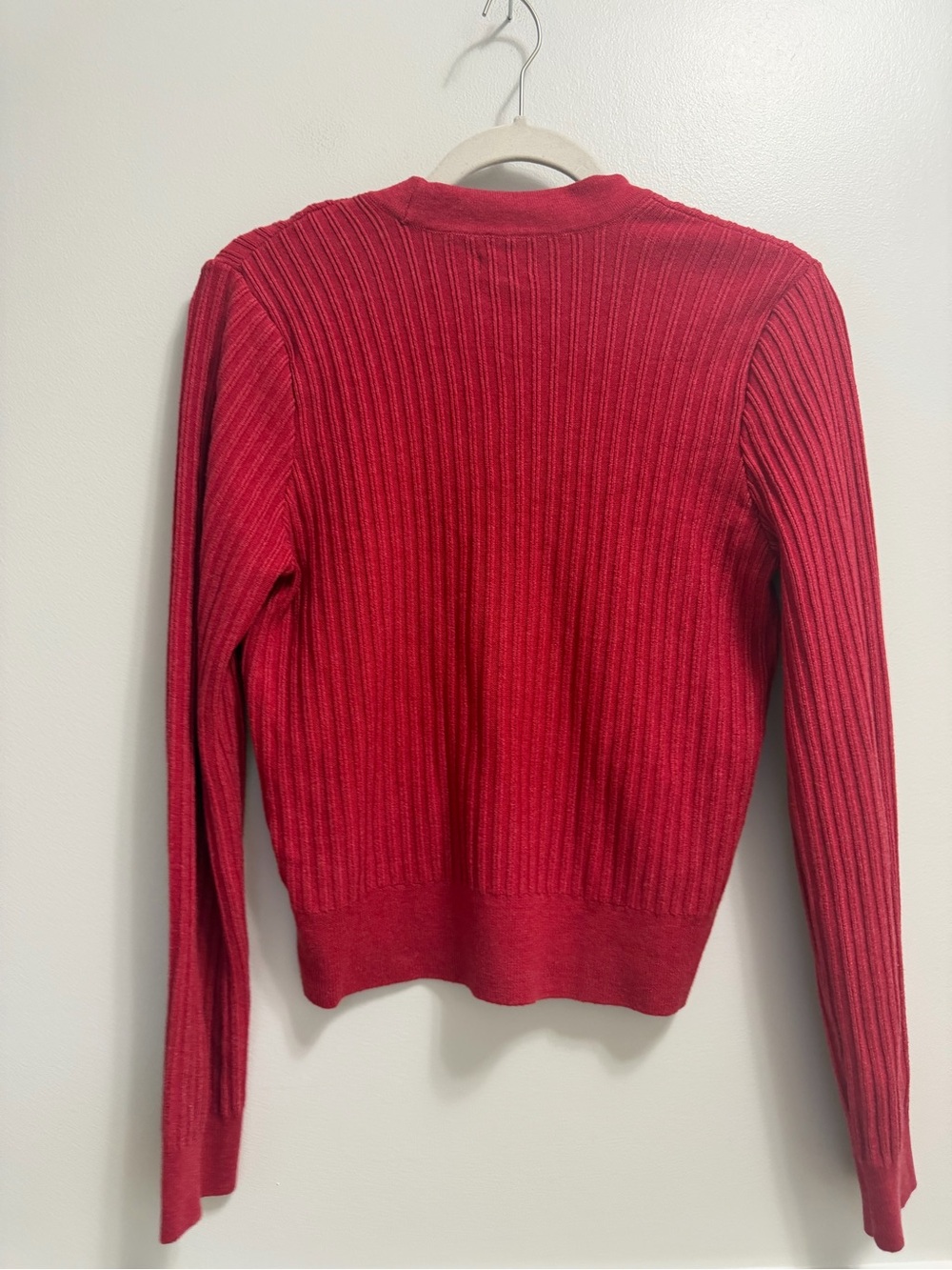 Pilcro Red Ribbed V-Button Knit Sweater - Picture 4 of 6